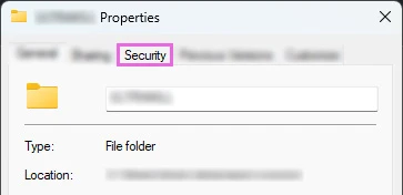 Folder Properties Security Tab Highlight