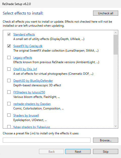 Shader Repositories Selection